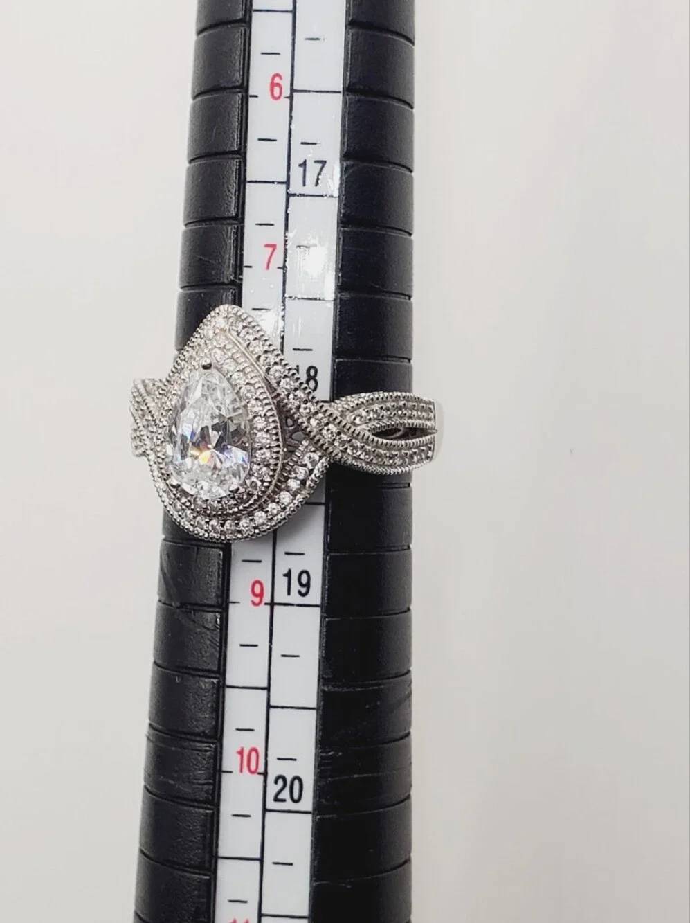 Classic Teardrop Halo Engagement Ring In 925 Sterling Silver - Simulated Diamond